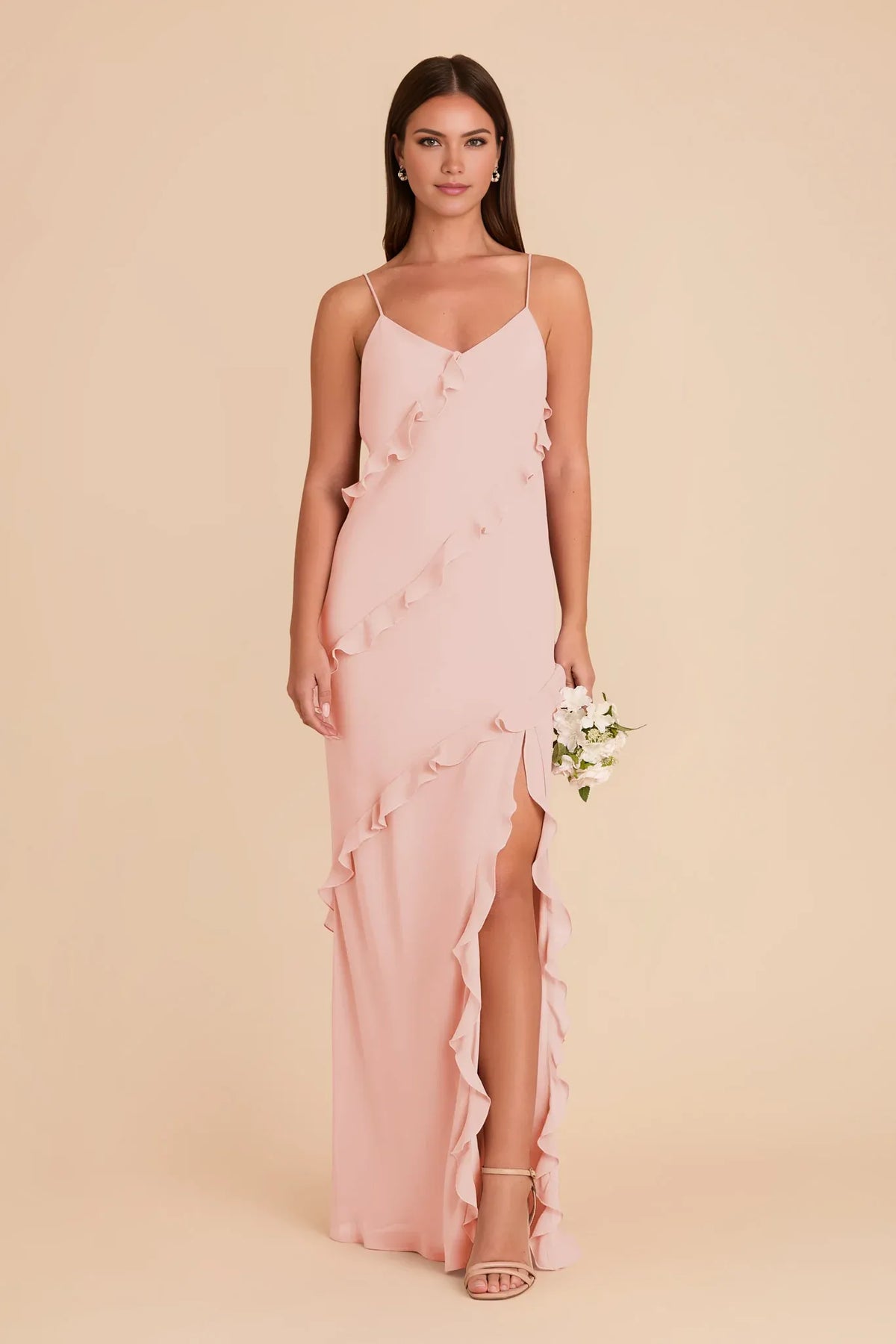 V-Neck Chiffon Open Back Floor-Length Wedding Dress - Chloe Dress