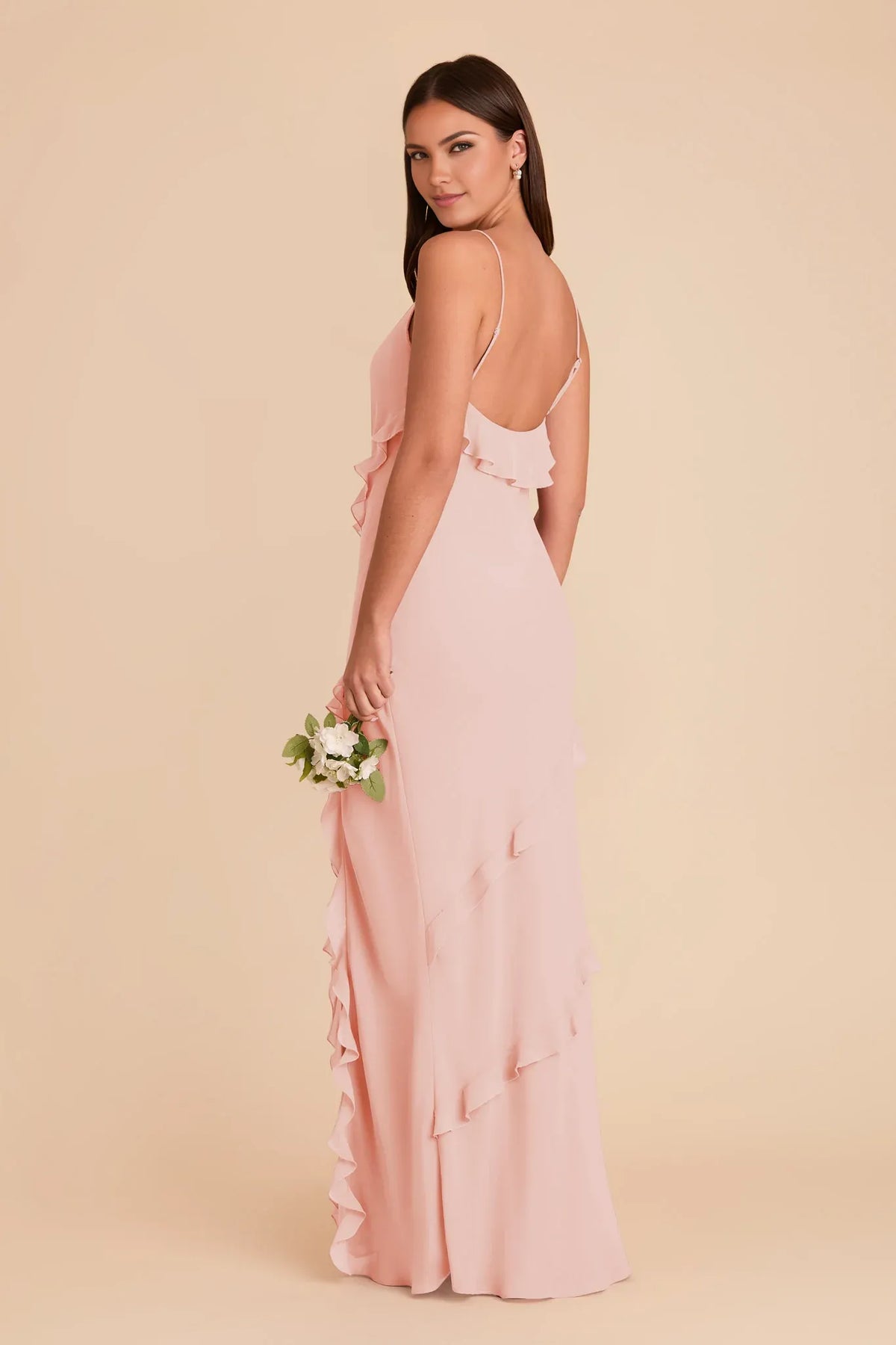 V-Neck Chiffon Open Back Floor-Length Wedding Dress - Chloe Dress
