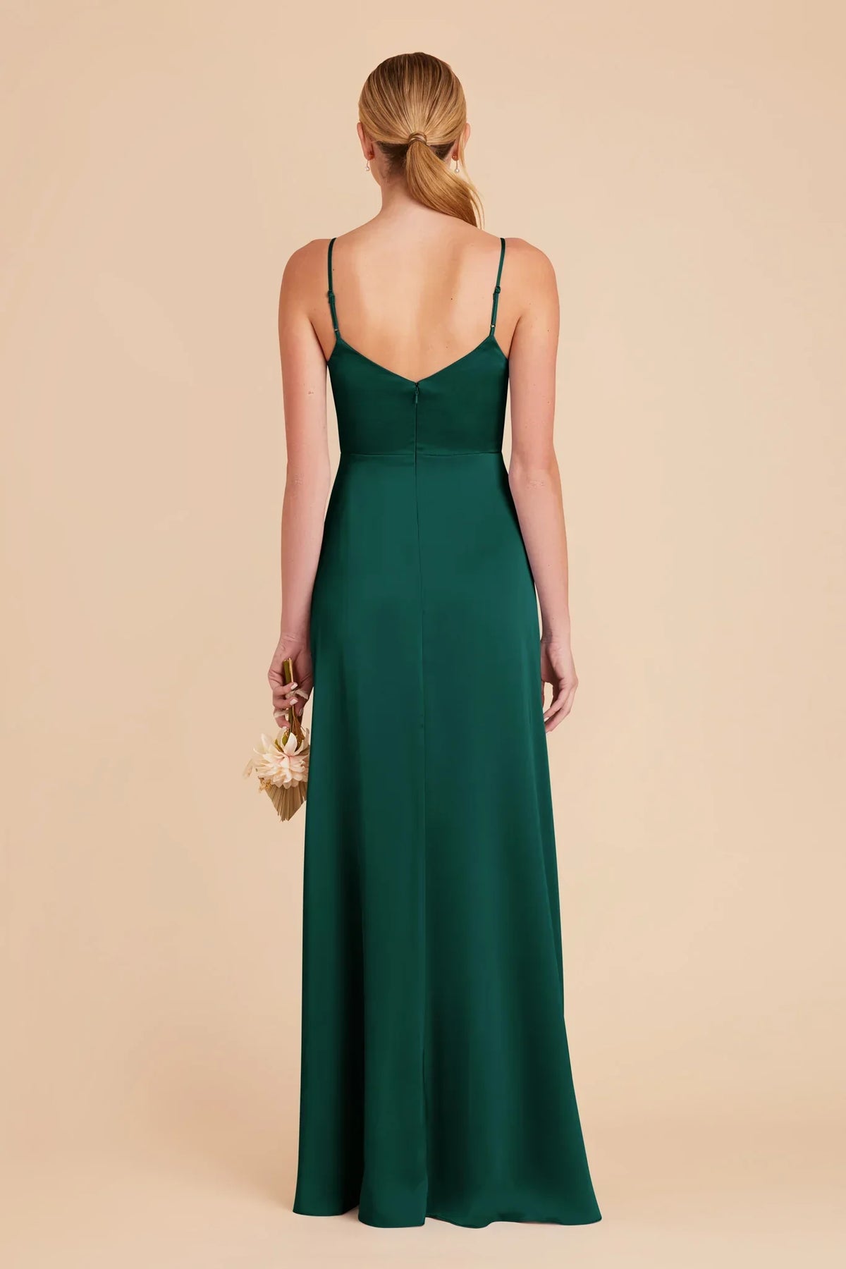 Sheath V-Neck Satin Sleeveless Pleated Floor-Length Wedding Dress - Chloe Dress