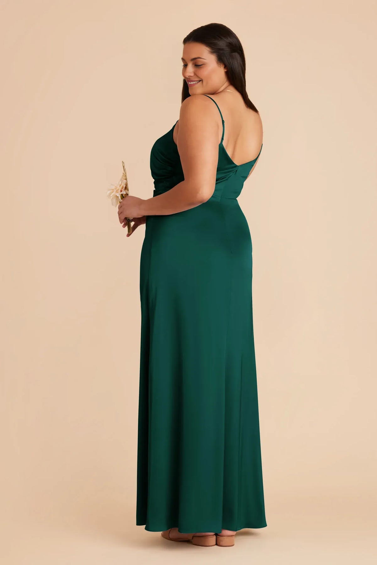 Sheath V-Neck Satin Sleeveless Pleated Floor-Length Wedding Dress - Chloe Dress