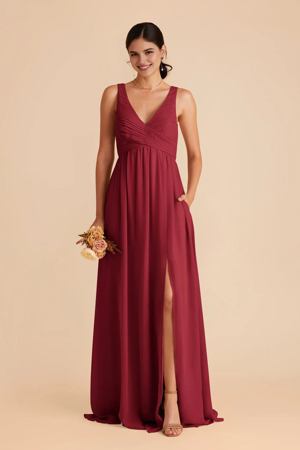 A-Line Chiffon Sleeveless Open Back Floor-Length Wedding Dress - Chloe Dress