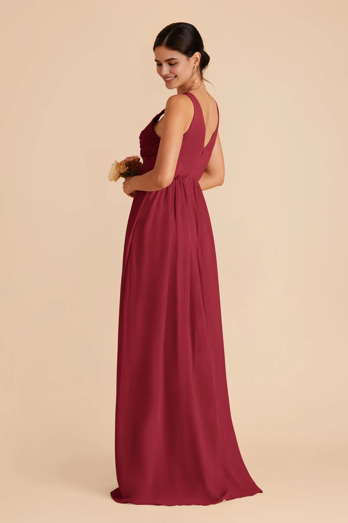 A-Line Chiffon Sleeveless Open Back Floor-Length Wedding Dress - Chloe Dress
