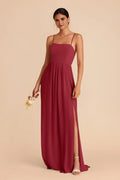 A-Line Spaghetti Strap Chiffon Zipper Back Floor-Length Wedding Dress - Chloe Dress