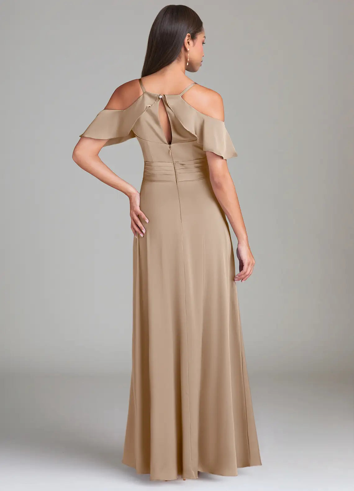 A-Line Cold Shoulder Ruffled Floor-Length Wedding Dress - Chloe Dress