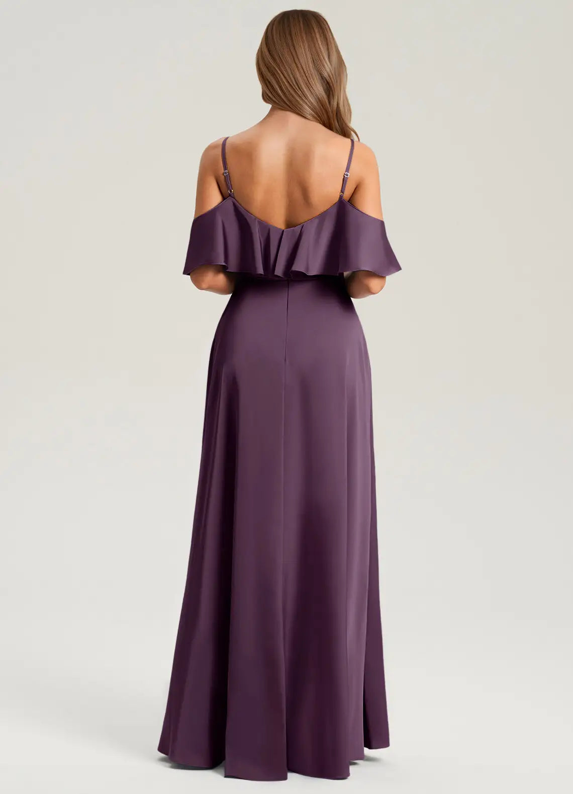 A-Line Cold Shoulder Ruffled Floor-Length Wedding Dress - Chloe Dress