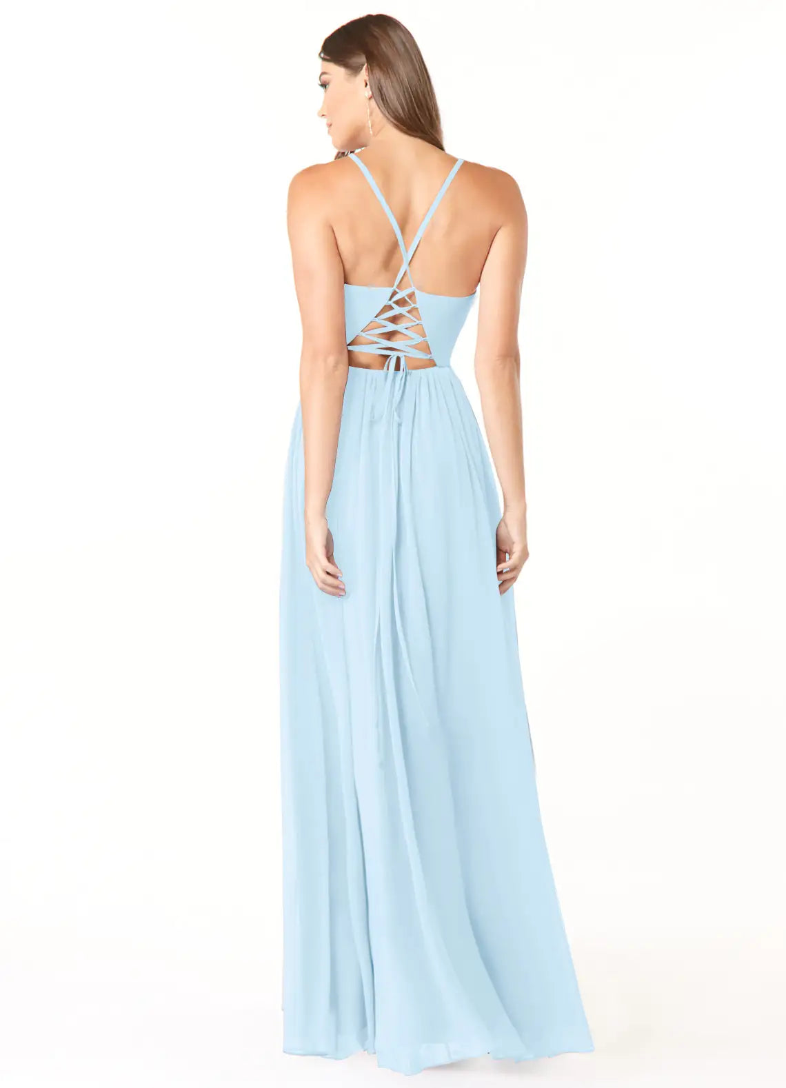 A-Line V-Neck Lace Sleeveless Lace-Up Back Floor-Length Wedding Dress - Chloe Dress