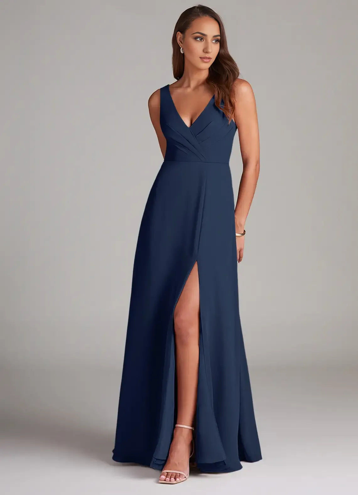 A-Line V-Neck Sleeveless Floor-Length Wedding Dress - Chloe Dress
