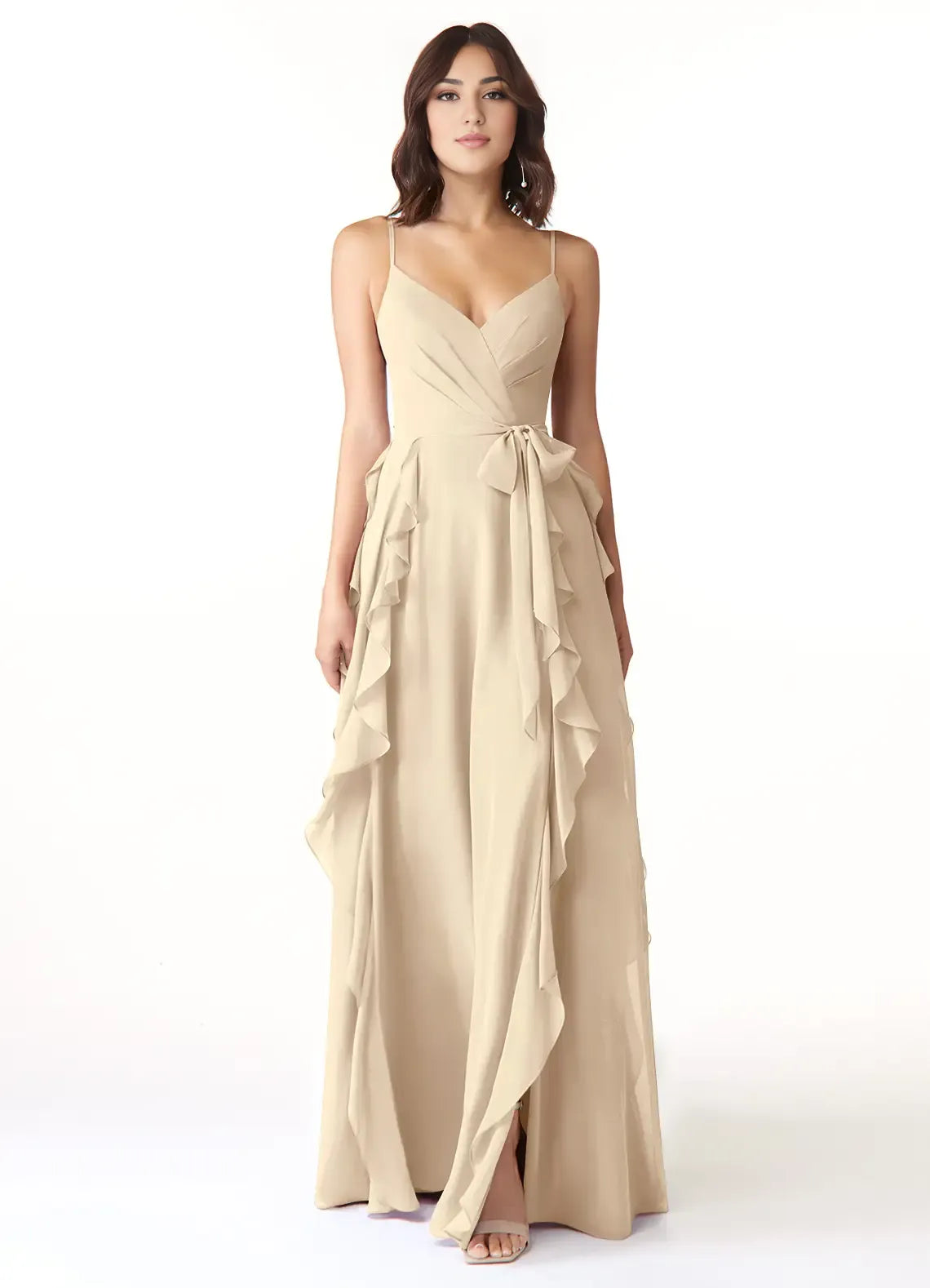 A-Line V-Neck Sleeveless Floor-Length Wedding Dress - Chloe Dress