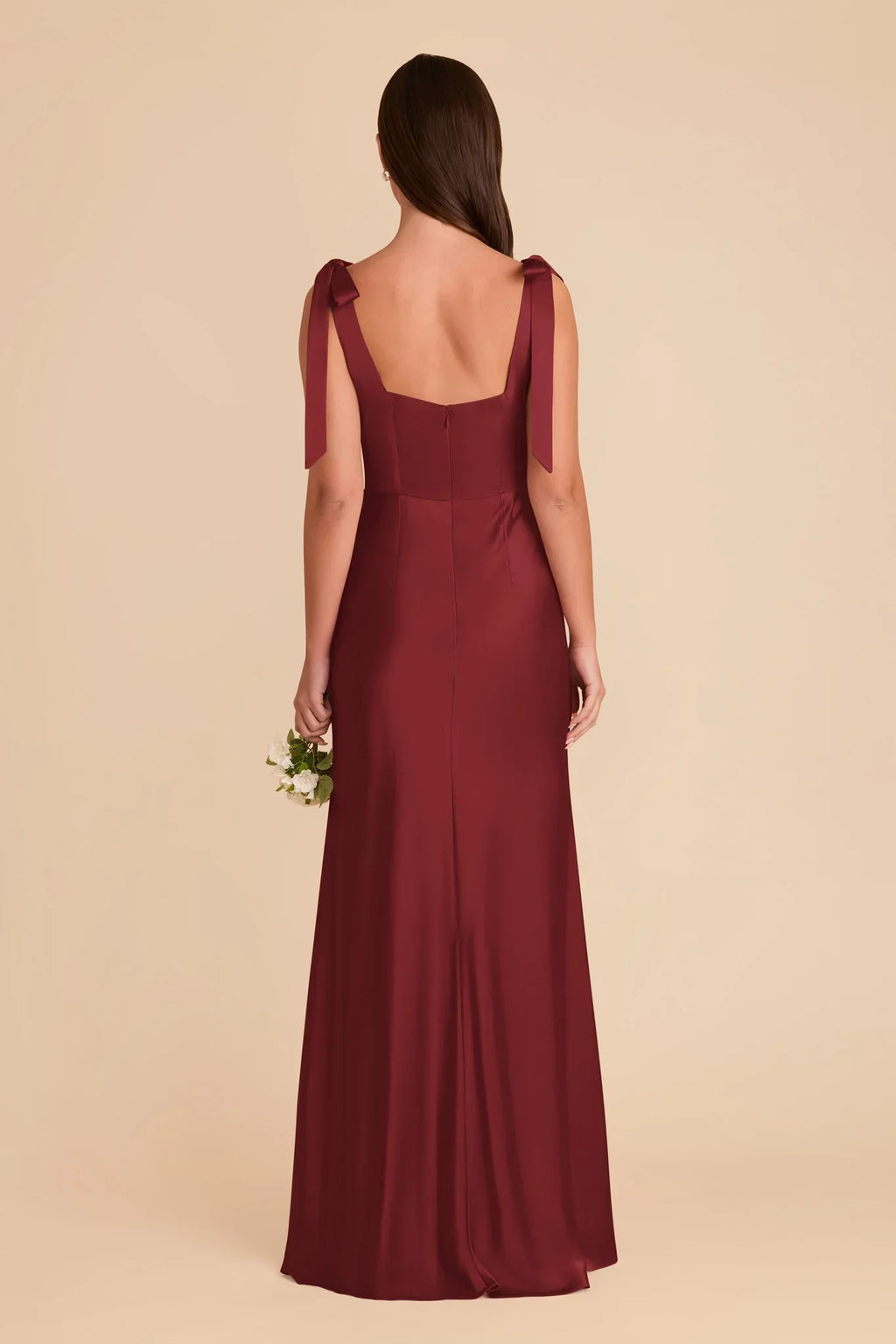 Square Neck Satin Open Back Floor-Length Wedding Dress - Chloe Dress
