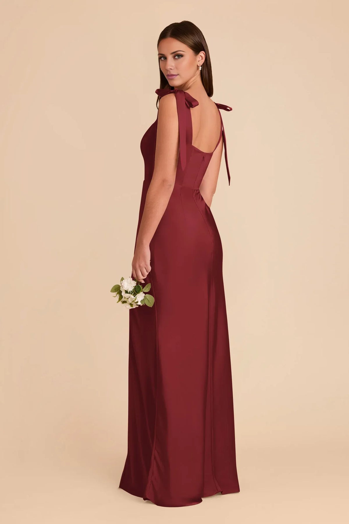 Square Neck Satin Open Back Floor-Length Wedding Dress - Chloe Dress