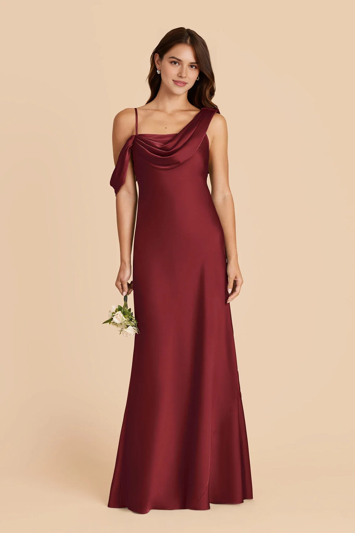 Sheath Spaghetti Strap Satin Open Back Asymmetric Floor-Length Wedding Dress - Chloe Dress