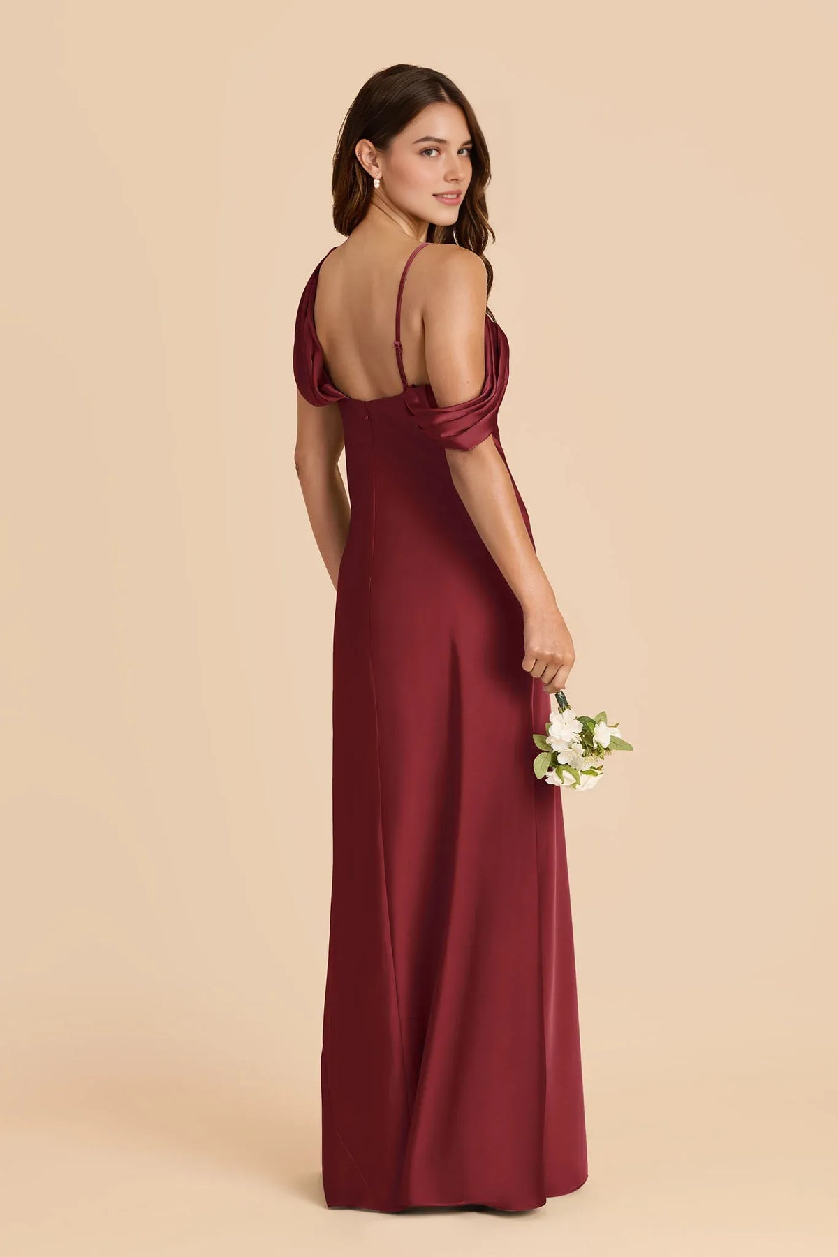 Sheath Spaghetti Strap Satin Open Back Asymmetric Floor-Length Wedding Dress - Chloe Dress