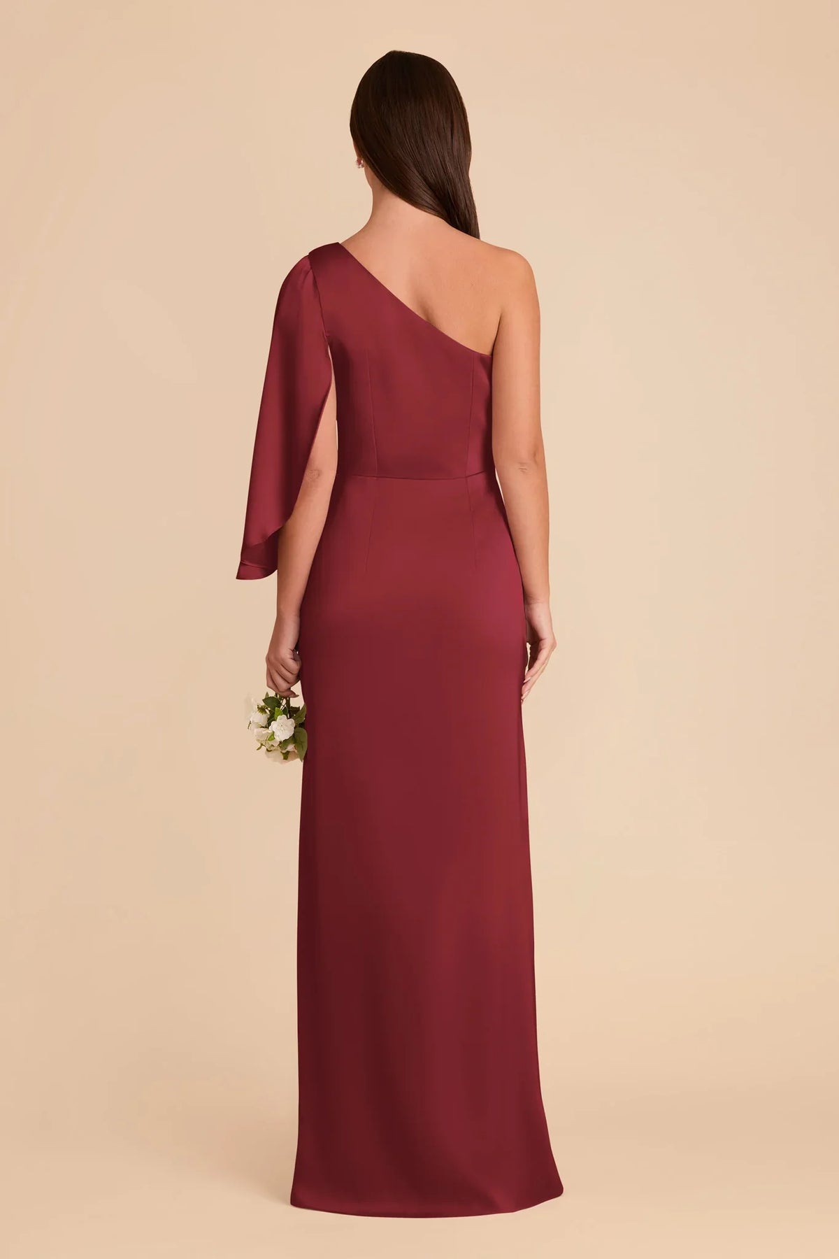 Sheath One-Shoulder Satin Zipper Back Floor-Length Wedding Dress - Chloe Dress