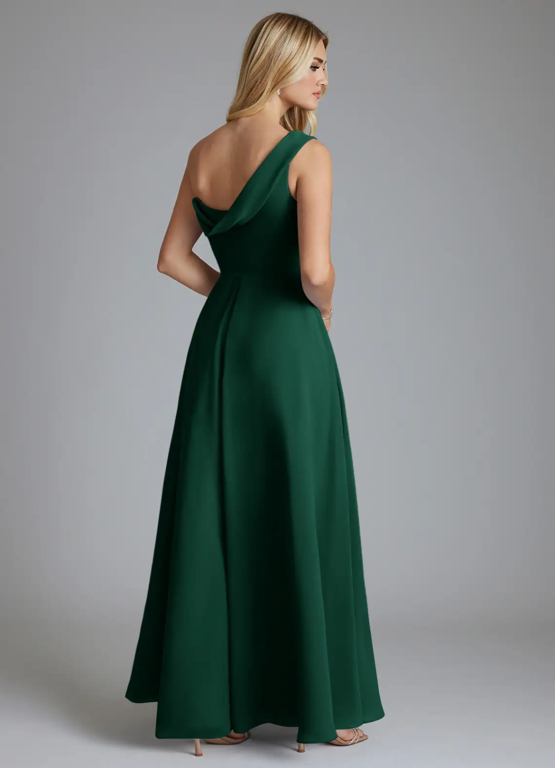 One-Shoulder Sleeveless High Slit Floor-Length Wedding Dress - Chloe Dress