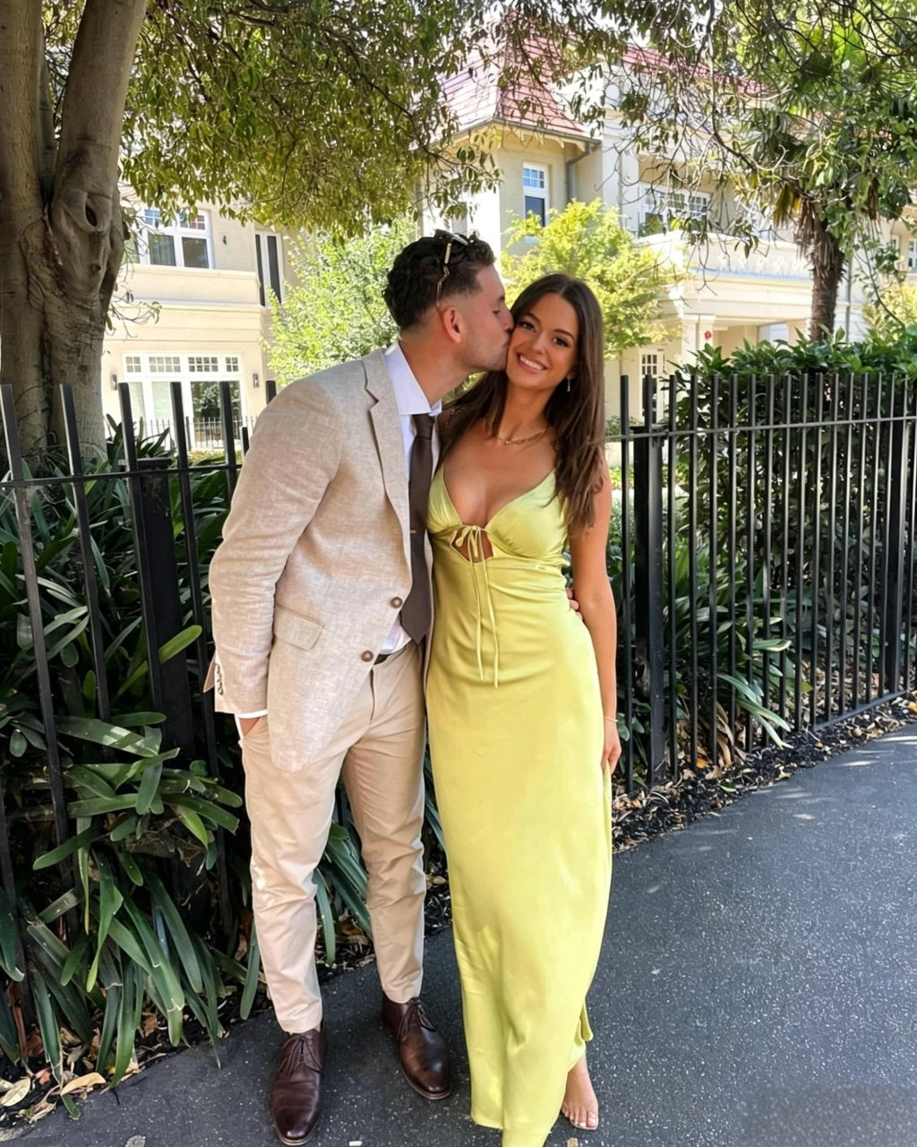 Green V-Neck Satin Floor-Length Evening Dress - Chloe Dress