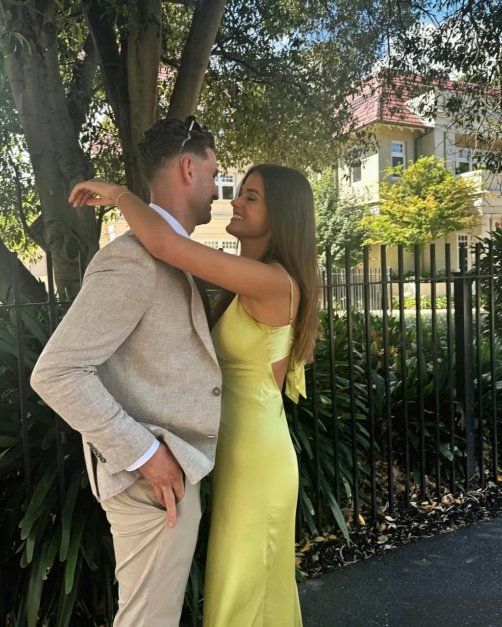 Green V-Neck Satin Floor-Length Evening Dress - Chloe Dress