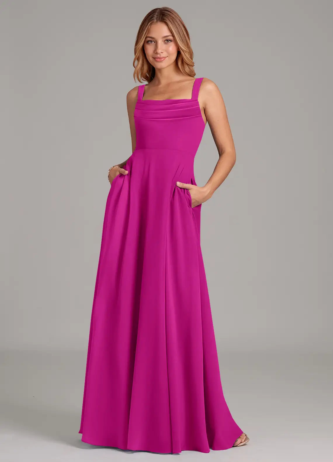 Square Neck Floor-Length Wedding Dress - Chloe Dress