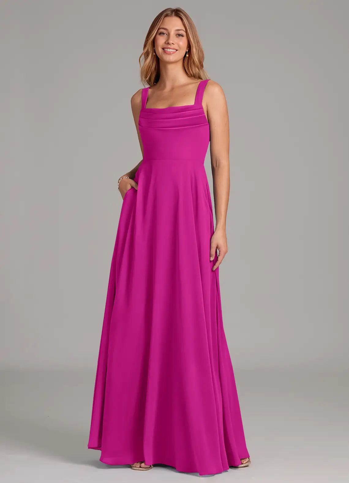 Square Neck Floor-Length Wedding Dress - Chloe Dress