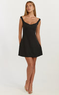 Black Off‑Shoulder Fit And Flare Mini Homecoming Dresses
