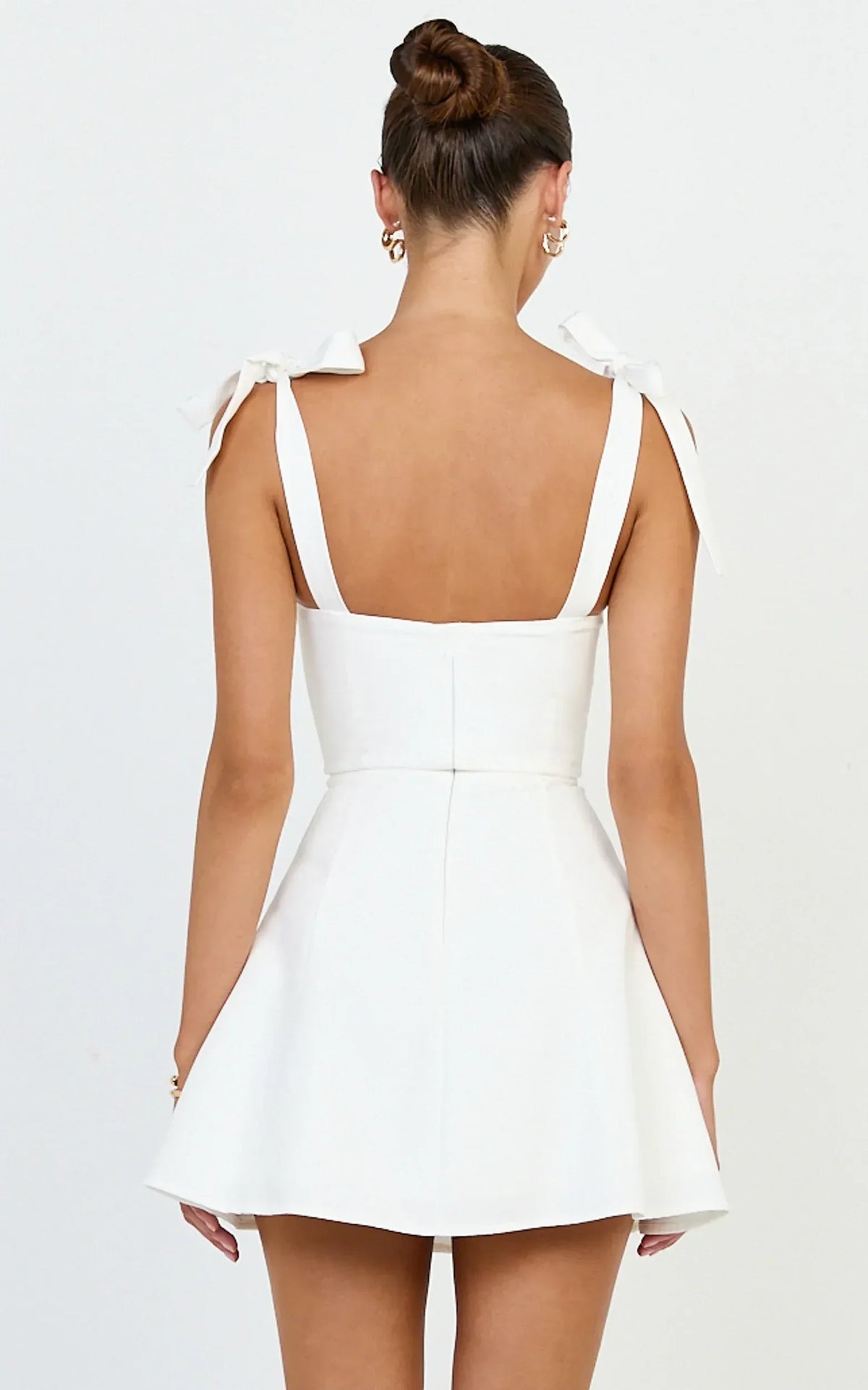 White Tie Strap Draped Bust A‑Line Mini Homecoming Dresses
