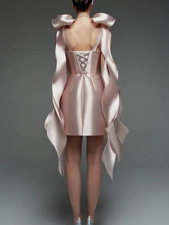 Sheath Square Neck Satin Sleeveless Ruffled Mini Homecoming Dress - Chloe Dress