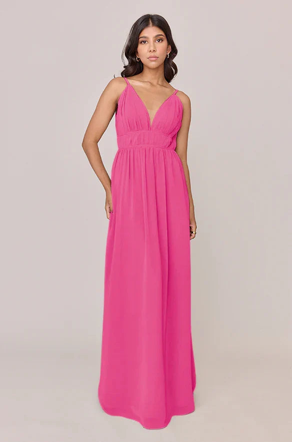 Empire Waist V-Neck Chiffon Wedding Gown - Chloe Dress