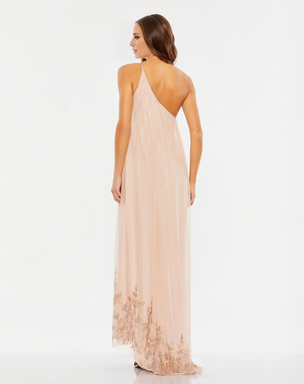 One-Shoulder Chiffon Embroidered Evening Dress - Chloe Dress