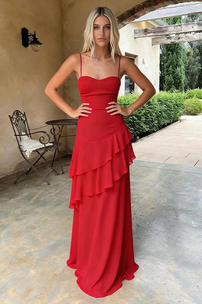 Sweetheart Chiffon Ruffled Floor-Length Evening Dress - Chloe Dress