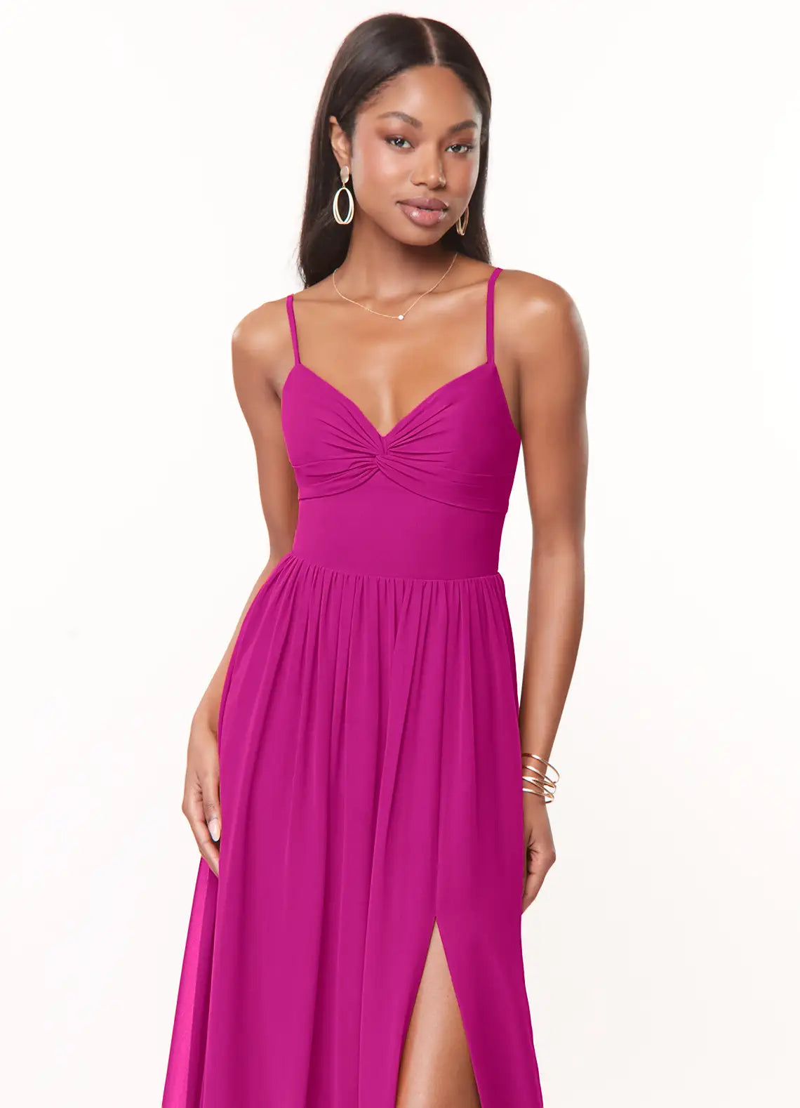 Spaghetti Strap Chiffon High Slit Wedding Dress - Chloe Dress