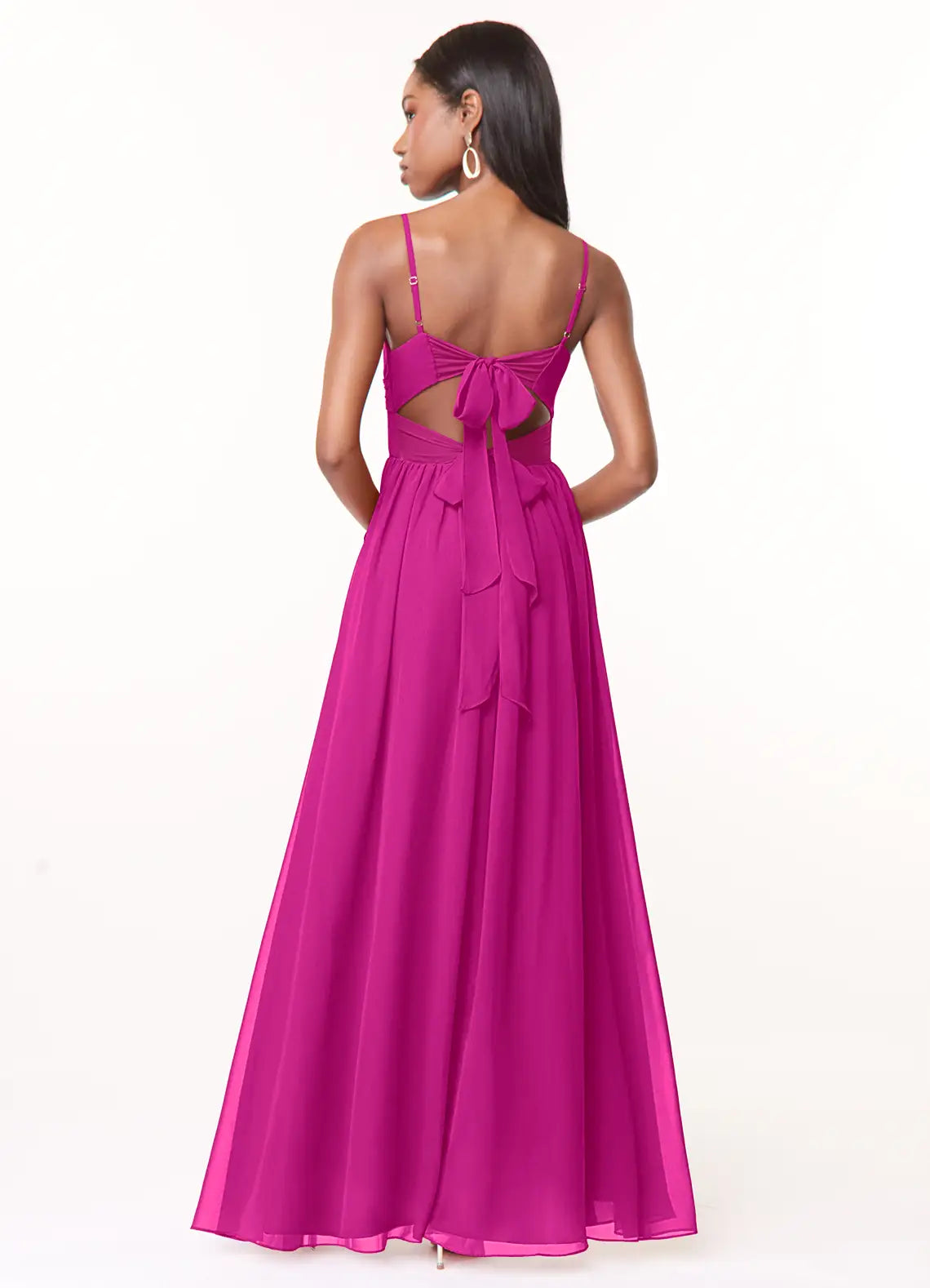 Spaghetti Strap Chiffon High Slit Wedding Dress - Chloe Dress