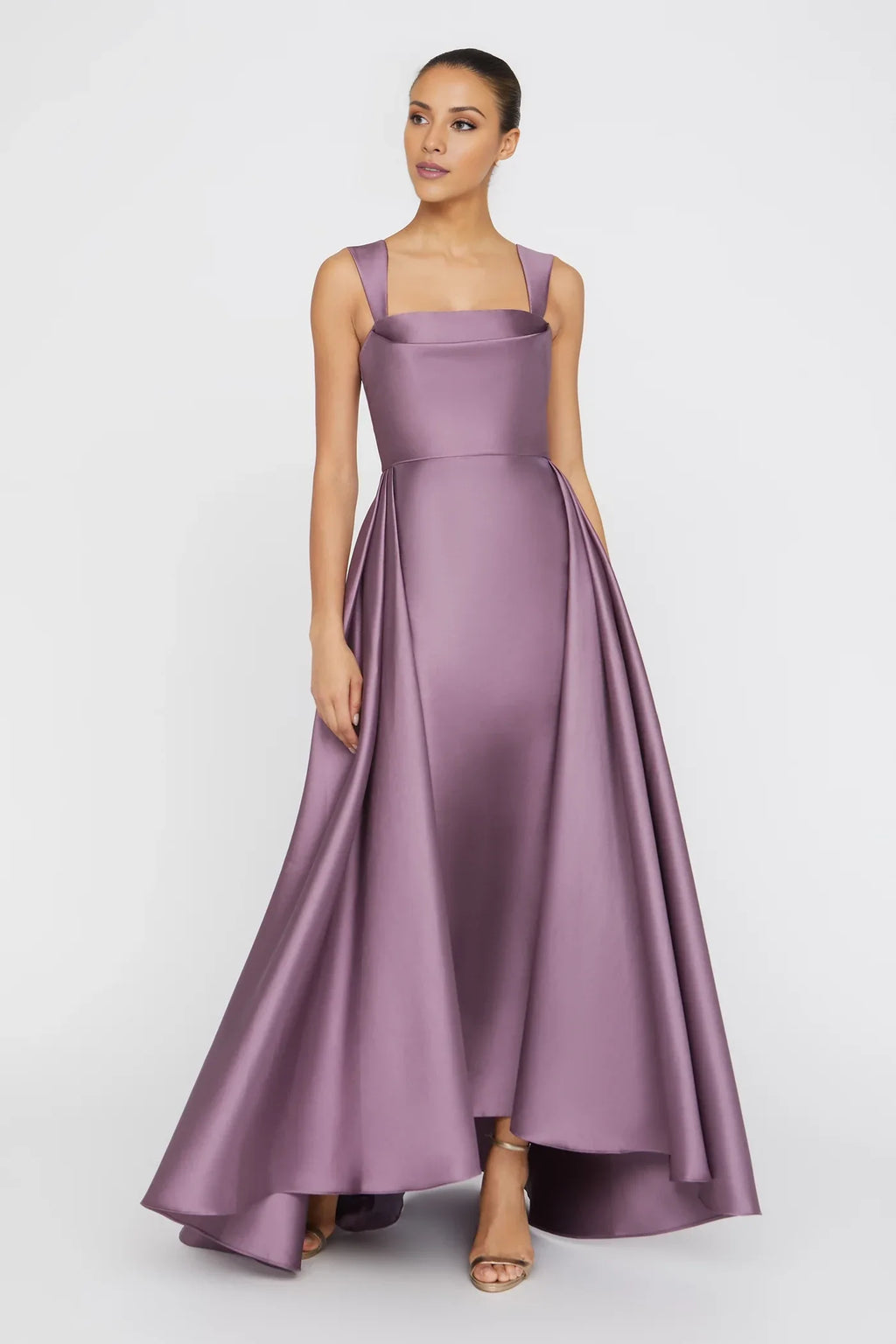 A-Line Square Neck Satin Sleeveless Floor-Length Evening Dress - Chloe Dress