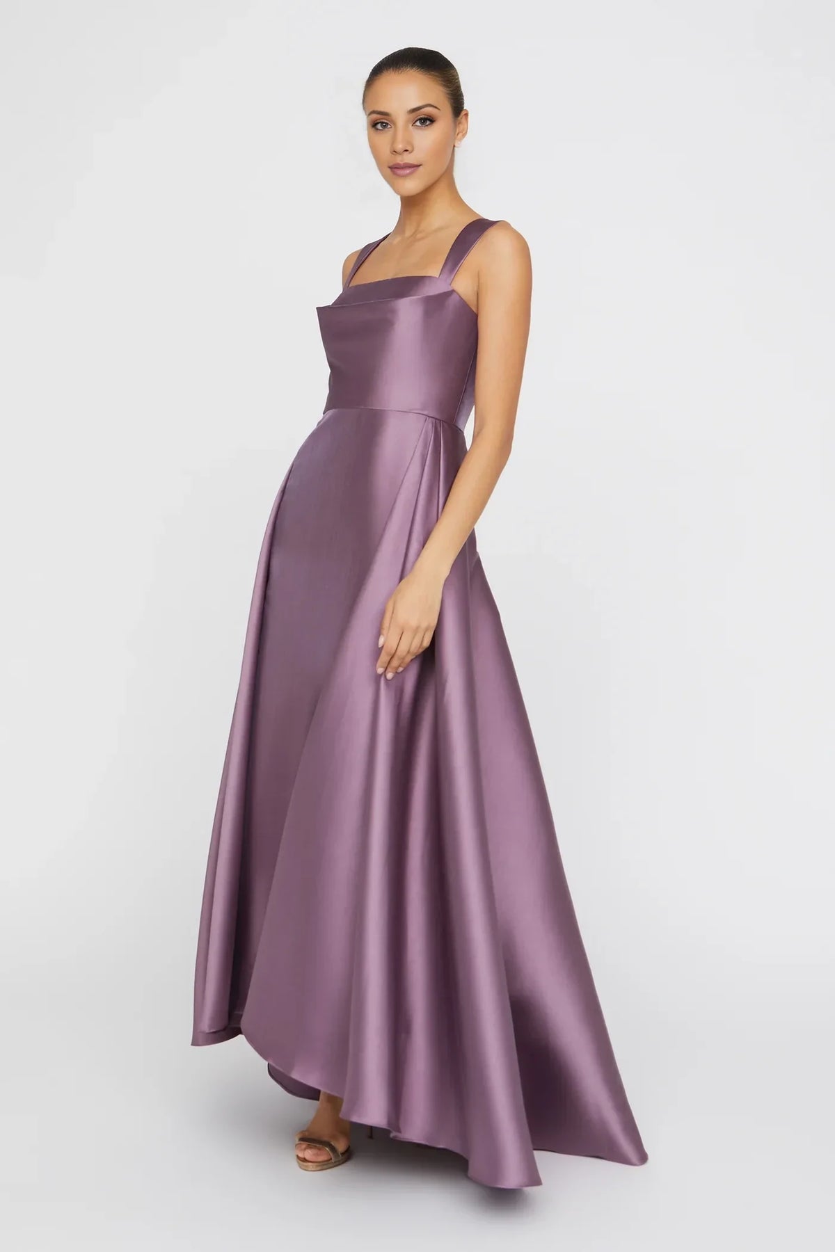 A-Line Square Neck Satin Sleeveless Floor-Length Evening Dress - Chloe Dress