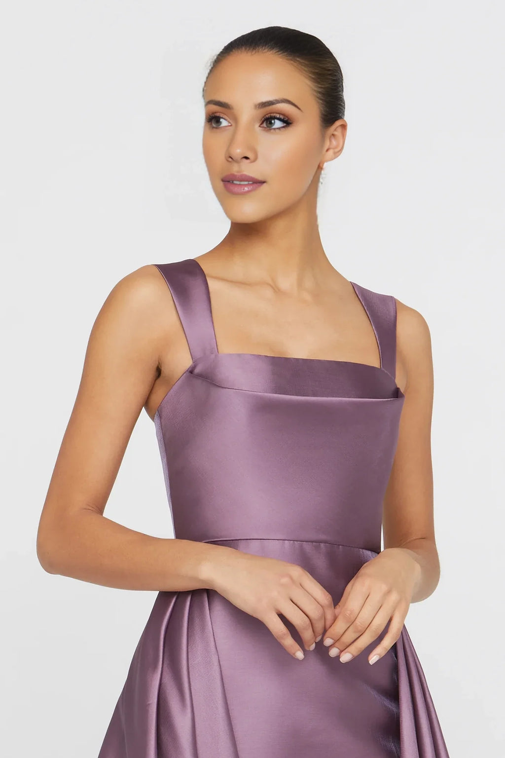 A-Line Square Neck Satin Sleeveless Floor-Length Evening Dress - Chloe Dress