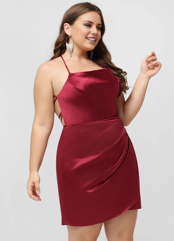Bodycon Square Neck Lace Sleeveless Lace-Up Back Mini Homecoming Dress - Chloe Dress