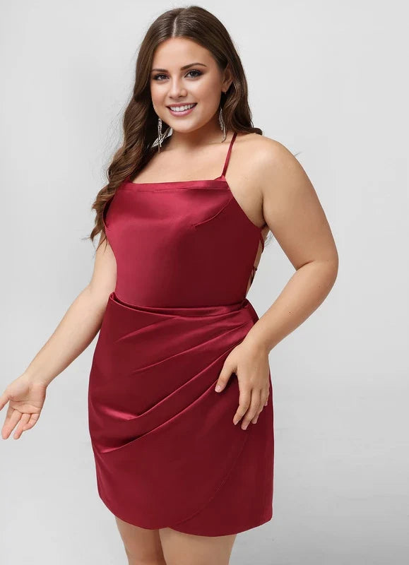 Bodycon Square Neck Lace Sleeveless Lace-Up Back Mini Homecoming Dress - Chloe Dress
