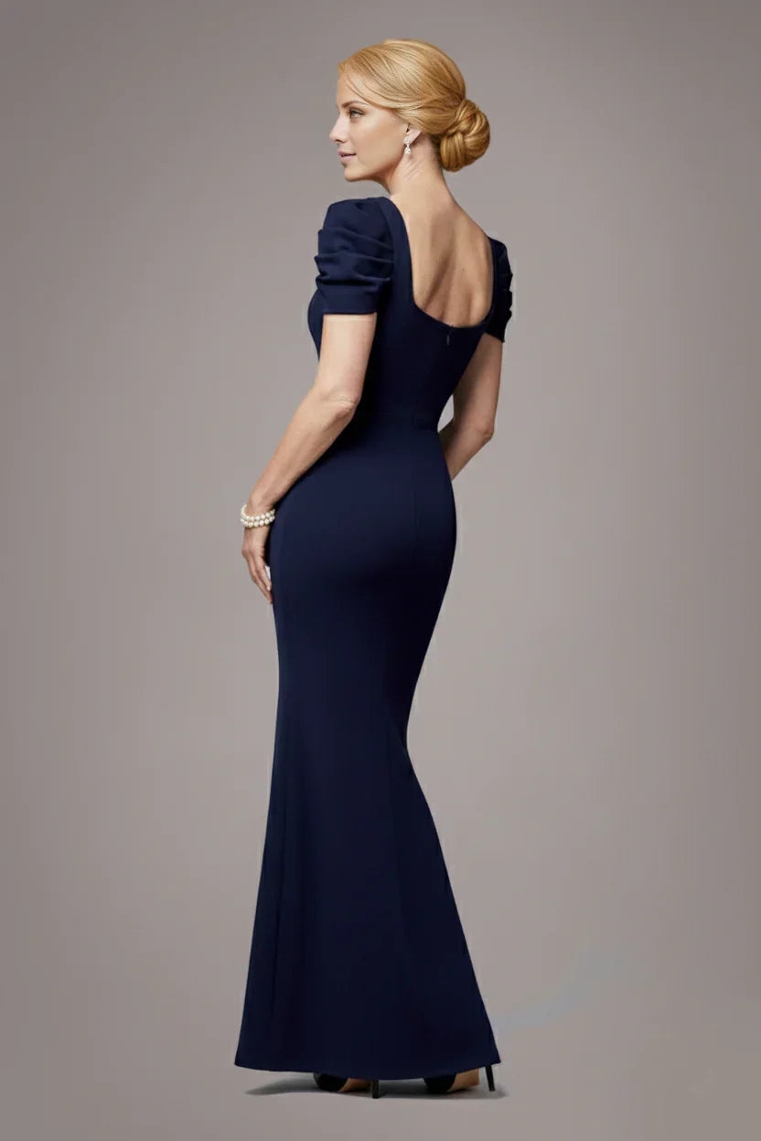 Mermaid V-Neck Puff Sleeve Floor-Length Dress - Chloe Dress