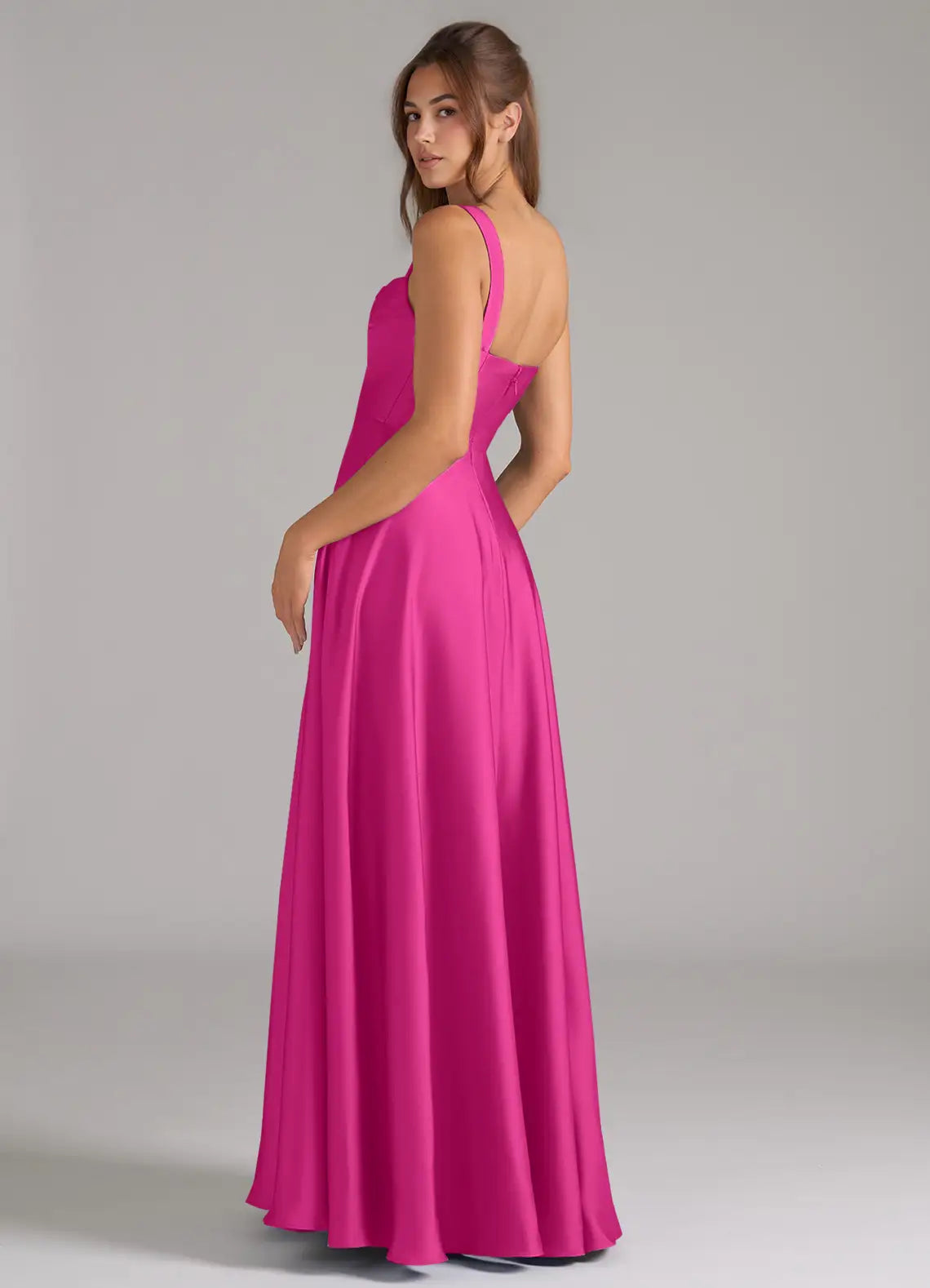 A-Line Square Neck Satin Open Back Wedding Dress - Chloe Dress