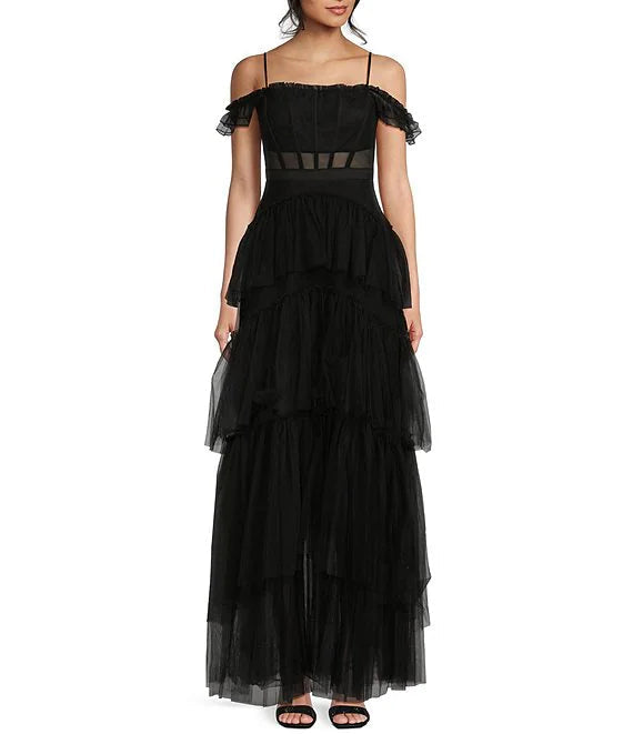 Off-Shoulder Ruffled Prom Dress - Chloe Dress