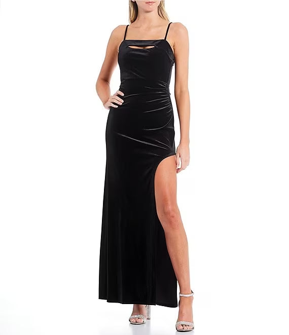 Velvet High Slit Prom Dress - Chloe Dress
