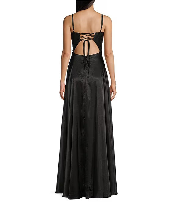 Lace Lace-Up Back Evening Dress - Chloe Dress