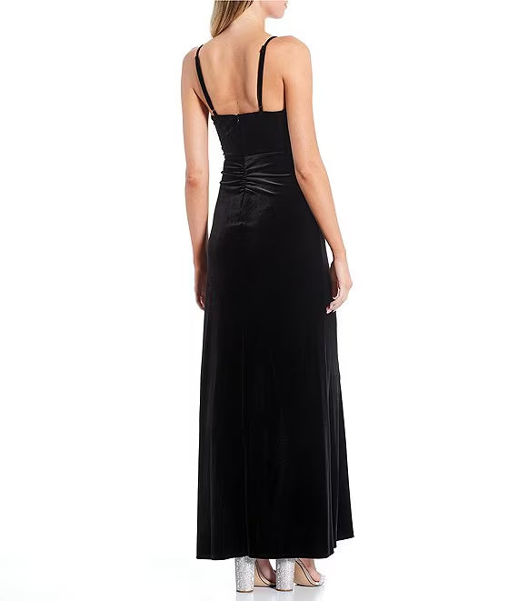 Velvet High Slit Prom Dress - Chloe Dress