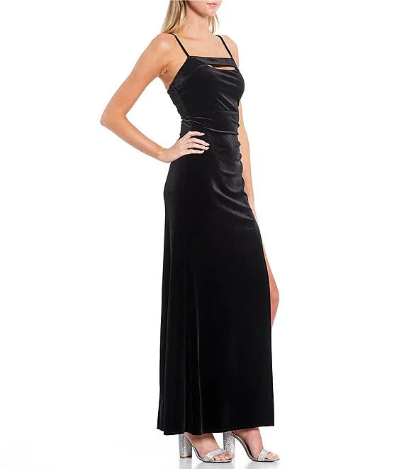Velvet High Slit Prom Dress - Chloe Dress