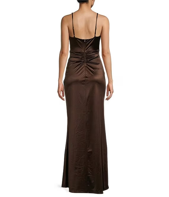 V-Neck High Slit Evening Dress - Chloe Dress