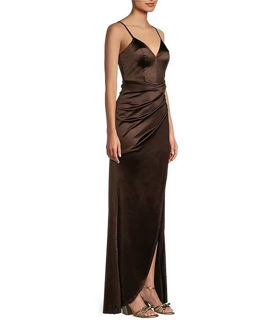 V-Neck High Slit Evening Dress - Chloe Dress