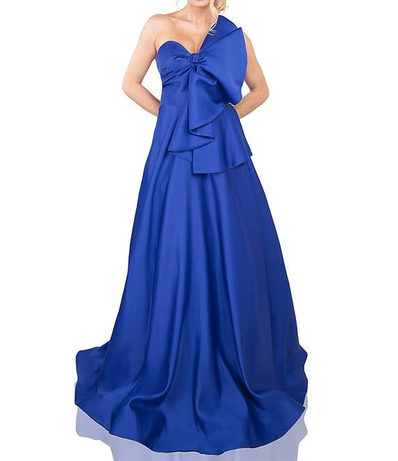 One-Shoulder Satin Sleeveless Prom Dress - Chloe Dress