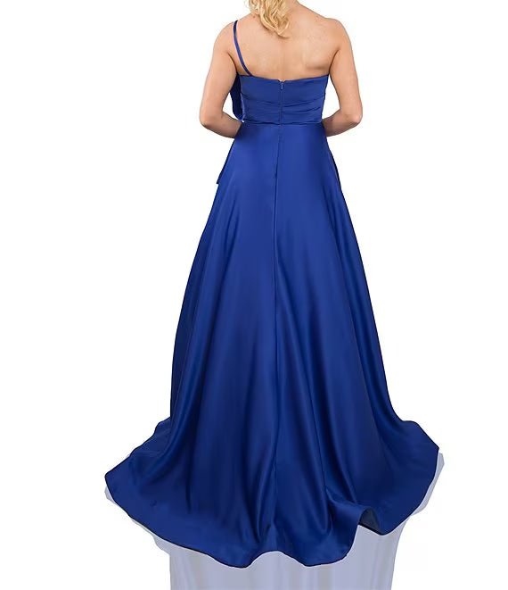 One-Shoulder Satin Sleeveless Prom Dress - Chloe Dress