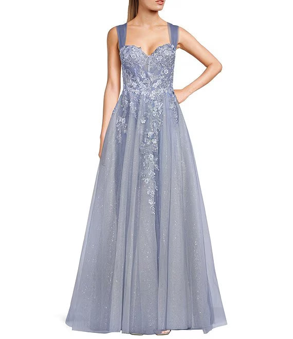 Mesh Lace-Up Back Beaded Evening Dress - Chloe Dress