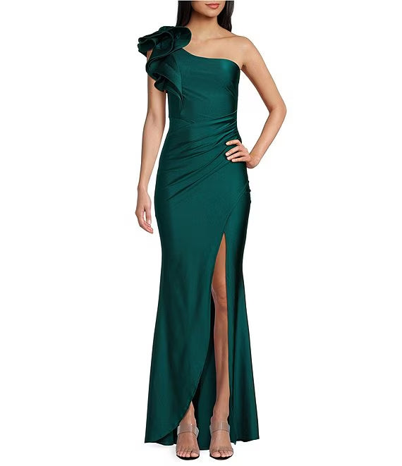 One-Shoulder High Slit Evening Dress - Chloe Dress