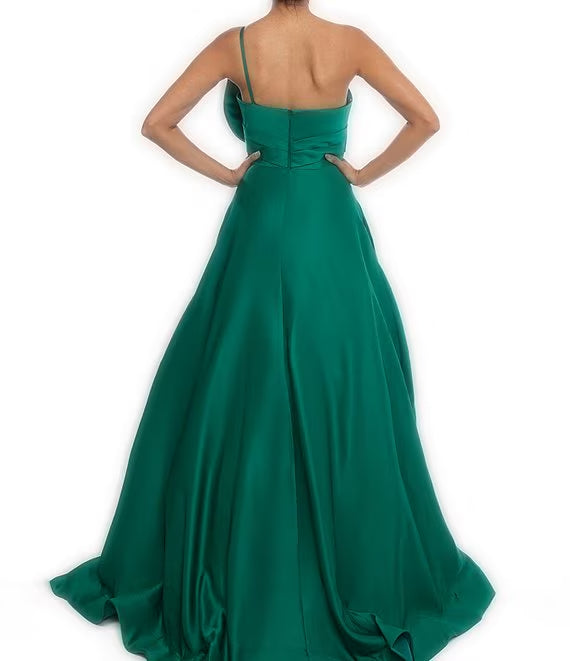 One-Shoulder Satin Sleeveless Prom Dress - Chloe Dress