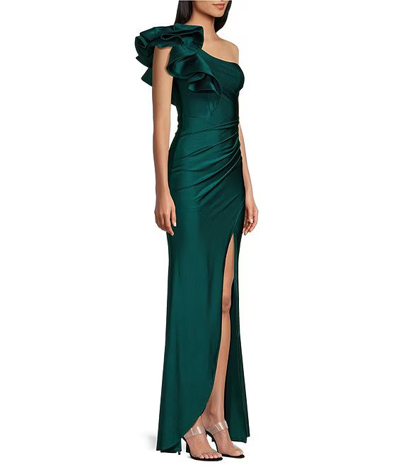 One-Shoulder High Slit Evening Dress - Chloe Dress